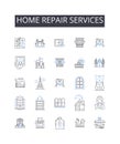 Home repair services line icons collection. Mentorship, Support, Direction, Coaching, Empowerment, Advice, Leadership