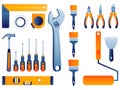 Home repair set. Hand tools for home renovation and construction vector illustration. Royalty Free Stock Photo