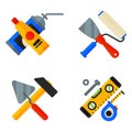 Home repair tools icons working construction equipment set and service worker macter box flat style isolated on white
