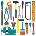 Home repair tools vector set. Royalty Free Stock Photo