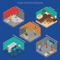 Home Repair Worker People Composition Set Royalty Free Stock Photo