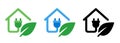 Home residential electricity eco power green leaf energy icon set collection Royalty Free Stock Photo