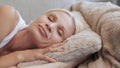 Home rest weekend relaxation senior woman napping Royalty Free Stock Photo