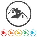 Home roof icon, Real estate symbol, 6 Colors Included