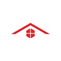 Home roof simple geometric real estate logo