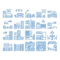 Home Rooms Furniture icon hand drawn illustration