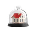 Home safety. House under glass bell jar Royalty Free Stock Photo