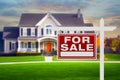 New Home For Sale Real Estate Sign In Front of House - Generative AI Royalty Free Stock Photo
