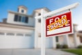 Home For Sale Real Estate Sign in Front of New House Royalty Free Stock Photo