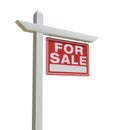 Home For For Sale Real Estate Sign Isolated on a White Background with Transparent PNG Option. Royalty Free Stock Photo