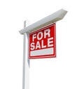 Home For For Sale Real Estate Sign Isolated on a White Background with Transparent PNG Option. Royalty Free Stock Photo