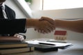 Home sales agents and buyers work on signing new homes and shaking hands Royalty Free Stock Photo