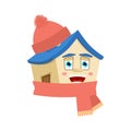 Home in scarf. Warming house. Vector illustration Royalty Free Stock Photo