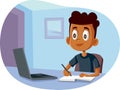 African School Boy Studying from Home Royalty Free Stock Photo