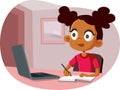 African School Girl Studying from Home Royalty Free Stock Photo
