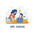 Home schooling. The concept of getting a good education at home. Vector illustration in flat style.