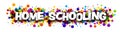 Home schooling header over colorful round dots confetti background Royalty Free Stock Photo