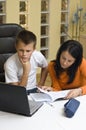 Home schooling with laptop Royalty Free Stock Photo