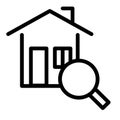 Home search line icon. House searching vector illustration isolated on white. Magnifying glass and house outline style Royalty Free Stock Photo