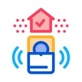 Home security alarm icon vector outline illustration