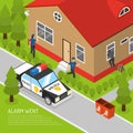 Home Security Alarm Response Isometric Illustration