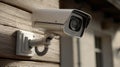Home Security camera motion detection system recognizes identifies people with big data. Facial recognition technology scan and Royalty Free Stock Photo