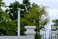 Home security CCTV camera on metal pillar Royalty Free Stock Photo