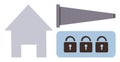 Home Security Concept with House, Security Camera, and Three Padlocks Royalty Free Stock Photo