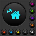 Home security dark push buttons with color icons