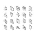 Home Security Device Collection isometric icons set vector Royalty Free Stock Photo