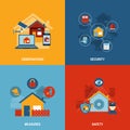 Home Security 4 Flat Icons Square