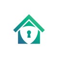 Home security icon. real estate vector icon. house logo illustration. simple design home with key hole and shield. fit for a home Royalty Free Stock Photo