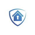 Home security icon. real estate vector icon. house logo illustration. simple design home with key hole and shield. fit for a home Royalty Free Stock Photo