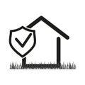 Home security icon. Home with shield symbol. House protect. Vector illustration. PS 10. Royalty Free Stock Photo