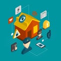 Home security isometric icons Royalty Free Stock Photo