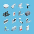 Home security Isometric Icons Set Royalty Free Stock Photo