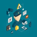 Home security isometric icons Royalty Free Stock Photo