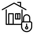 Home security line icon. House with lock vector illustration isolated on white. Safe home outline style design, designed