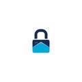 Home security logo design template. House padlock icon isolated on white background Royalty Free Stock Photo