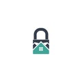 Home security logo design template. House padlock icon isolated on white background Royalty Free Stock Photo