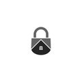 Home security logo design template. House padlock icon isolated on white background Royalty Free Stock Photo