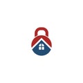 Home security logo design template. House padlock icon isolated on white background Royalty Free Stock Photo