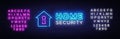 Home Security neon sign vector design template. Smart Home Security neon logo, light banner design element colorful Royalty Free Stock Photo