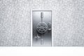 Home security safe door on brick wall Royalty Free Stock Photo