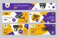 Home security service access control system landing page set vector camera guard monitoring