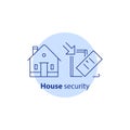 House guard system, home security, burglary protection, property break in insurance, stroke icon