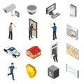 Home Security Service Isometric Icons Set Royalty Free Stock Photo