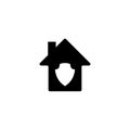 Home Security Shield, House Protection. Flat Vector Icon illustration. Simple black symbol on white background. Home Royalty Free Stock Photo