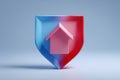 Home Security Shield with Red and Blue Gradient Design for Modern Protection. Royalty Free Stock Photo
