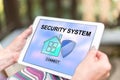 Home security system concept on a tablet Royalty Free Stock Photo